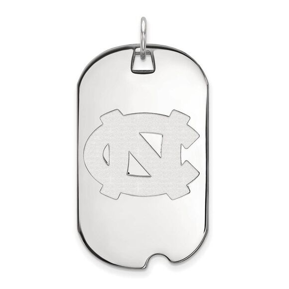 10k White Gold North Carolina Large Dog Tag Pendant